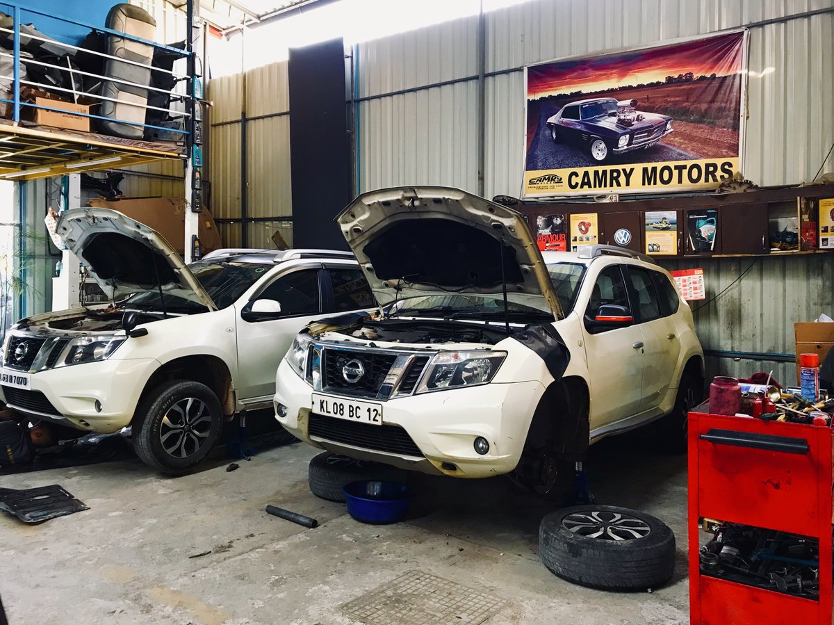 Multi-brand car workshop interior
